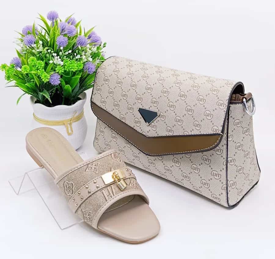 Sac à main et Chaussures dorés prestigieux