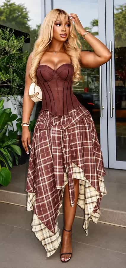 Robe Corset de Luxe à Carreaux