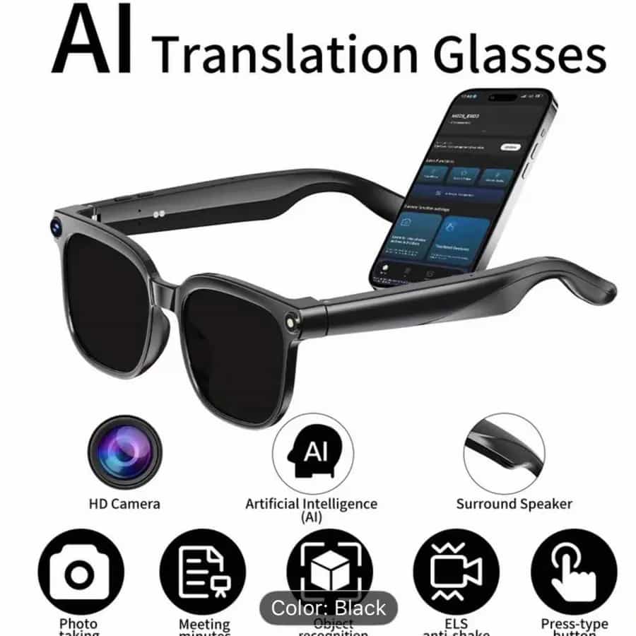 Lunettes AI Translation avec Caméra HD