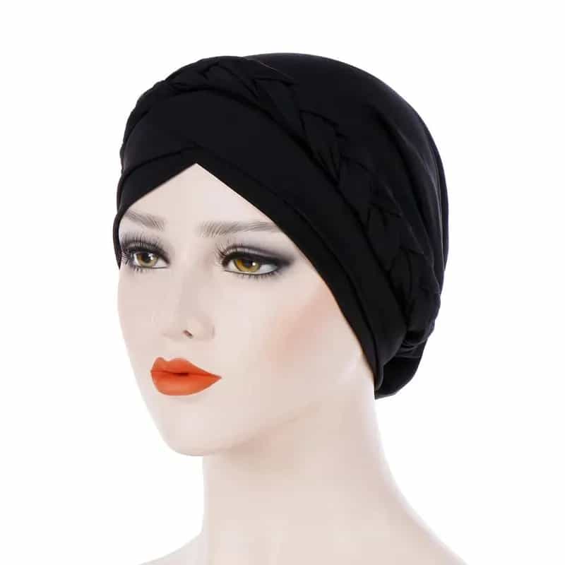 Bonnet Turban Croisé avec Tresse Intégrée 