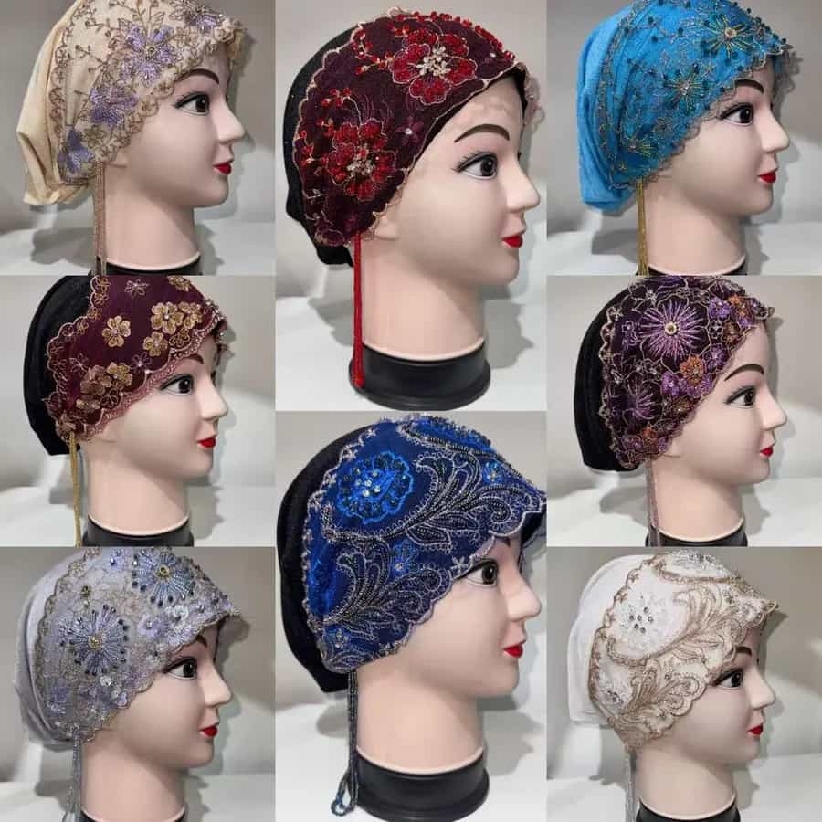 Bonnets turbans scintillants perlés