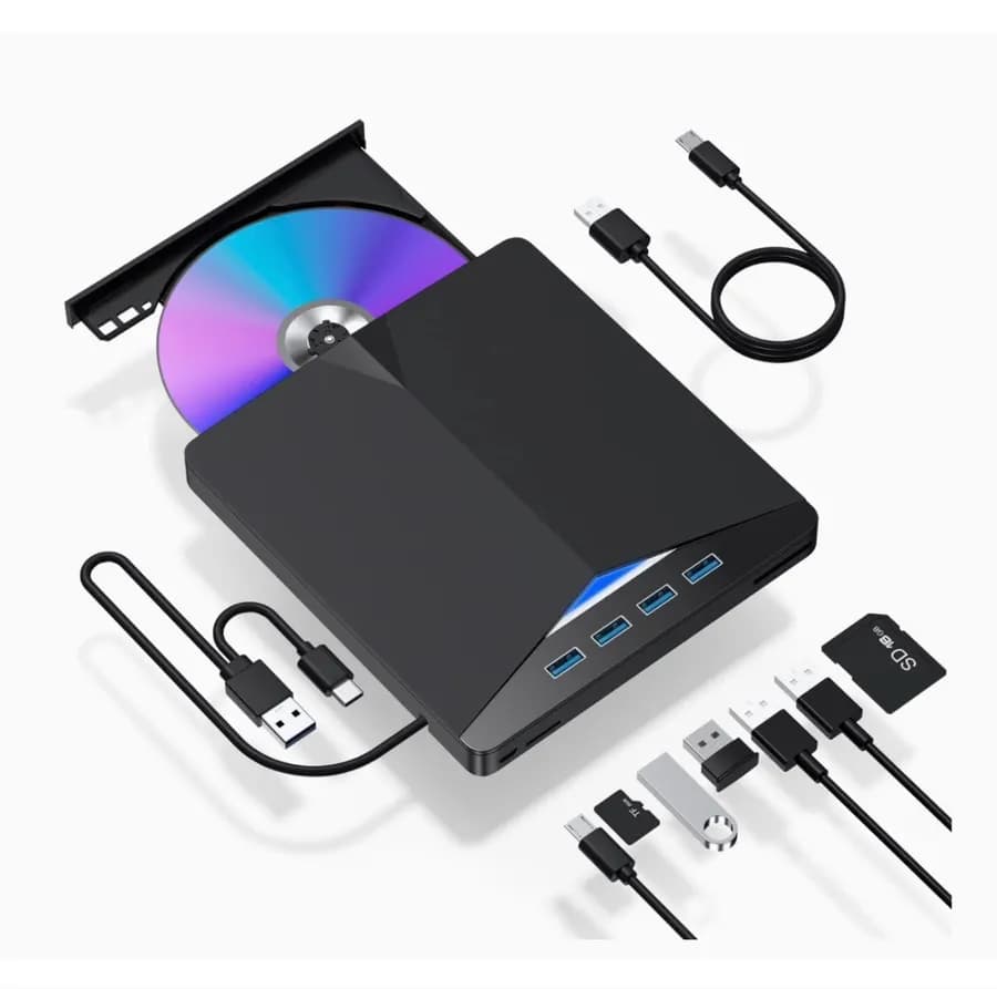 Lecteur CD/DVD externe Azonee pour ordinateur portable, lecteur DVD USB 3.0 7-en-1