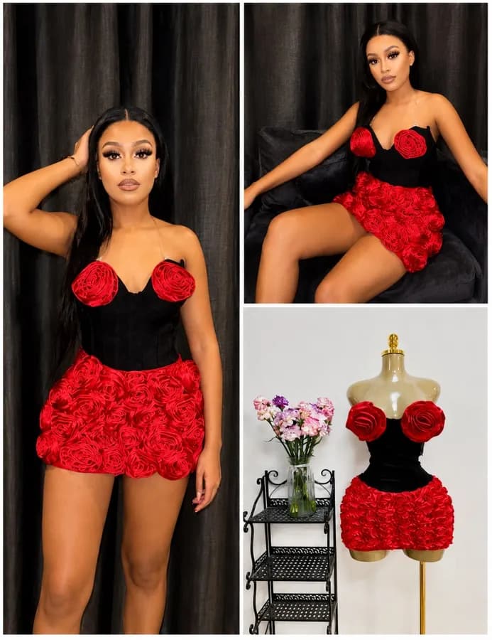 Robe Corset Décorée de Roses