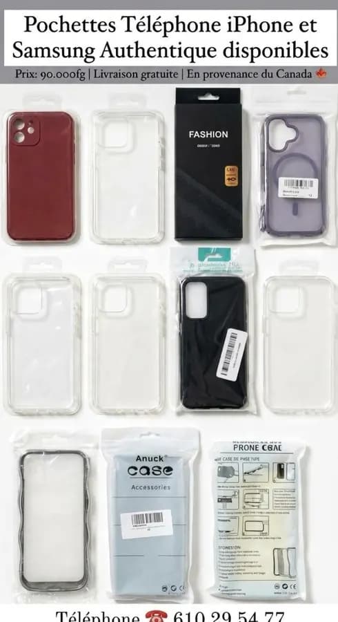 Pochettes iPhone et Samsung en provenance du Canada Livraison gratuite 