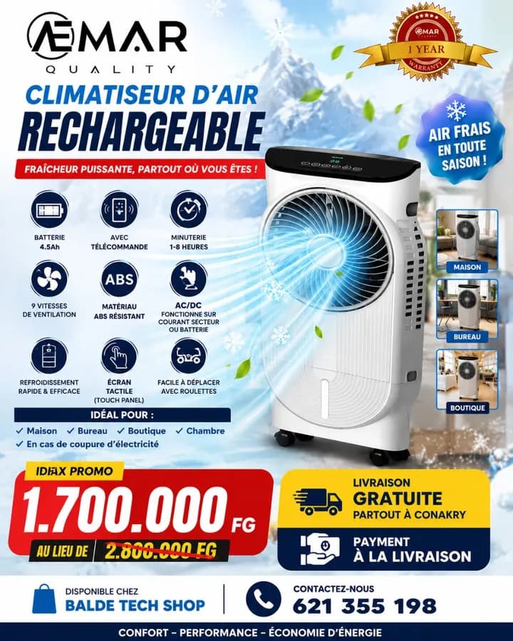 Refroidisseur d'air rechargeable 