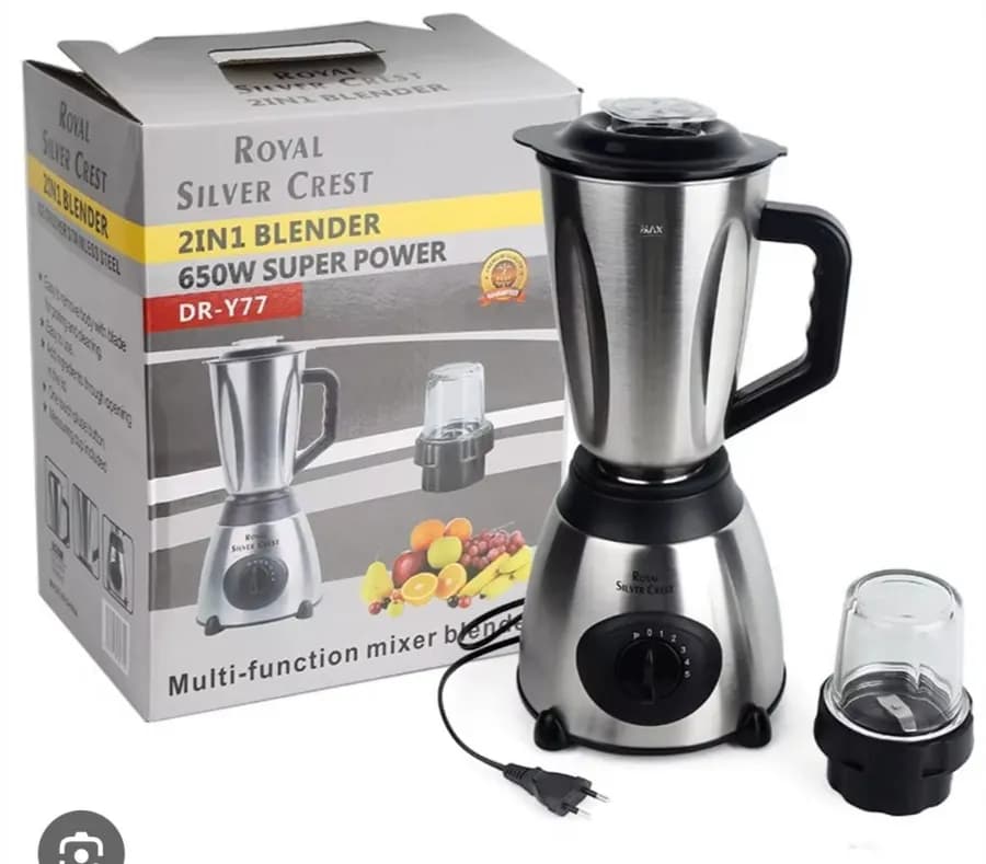 🥤 Blender 2 en 1 Royal Silver Crest – 650W