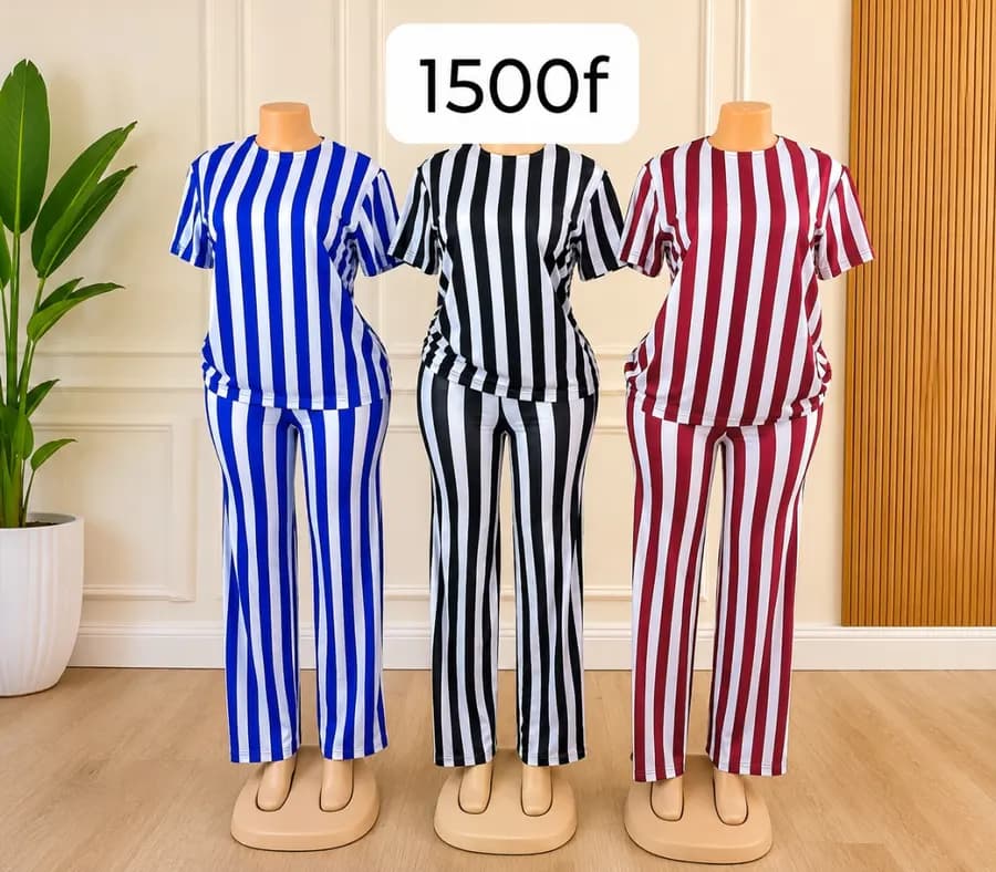 Ensemble femme 2 pièces à rayures
