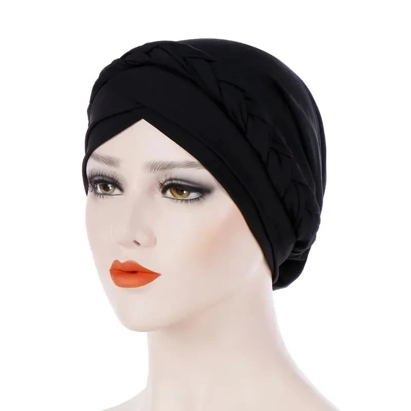 Bonnet Turban Croisé avec Tresse Intégrée 