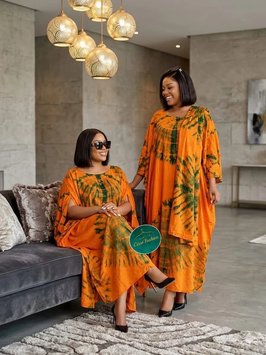Grande robe africaine en tissu teinté